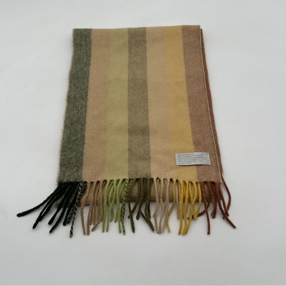 women’s stripe fringes scarf 10”x 54” Italy 100% Cashmere - Picture 1 of 5